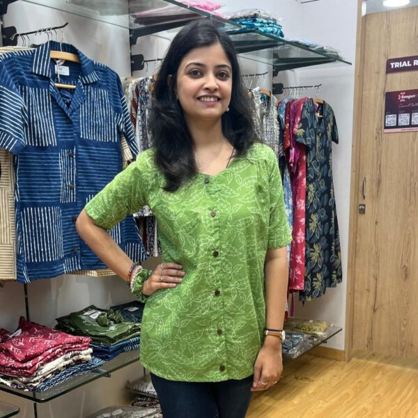 Handblock Printed Shirt - Green