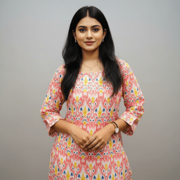 Katha Cotton kurta - peach