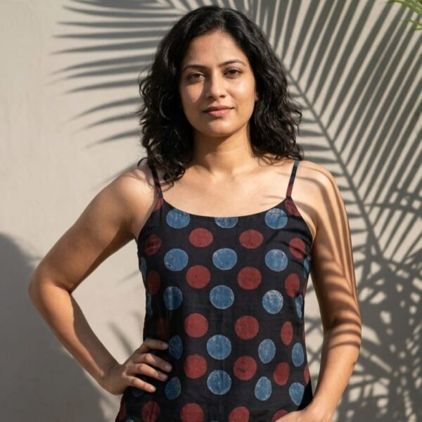 Ajrakh Strap Top - Black